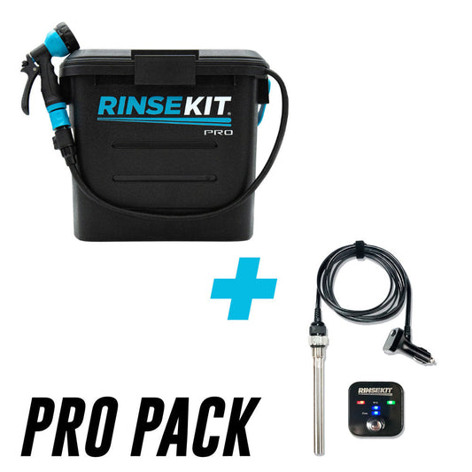 RINSEKIT PRO PACK - Douche portable autonome (avec Batterie) + Hot Rod Heater - Black